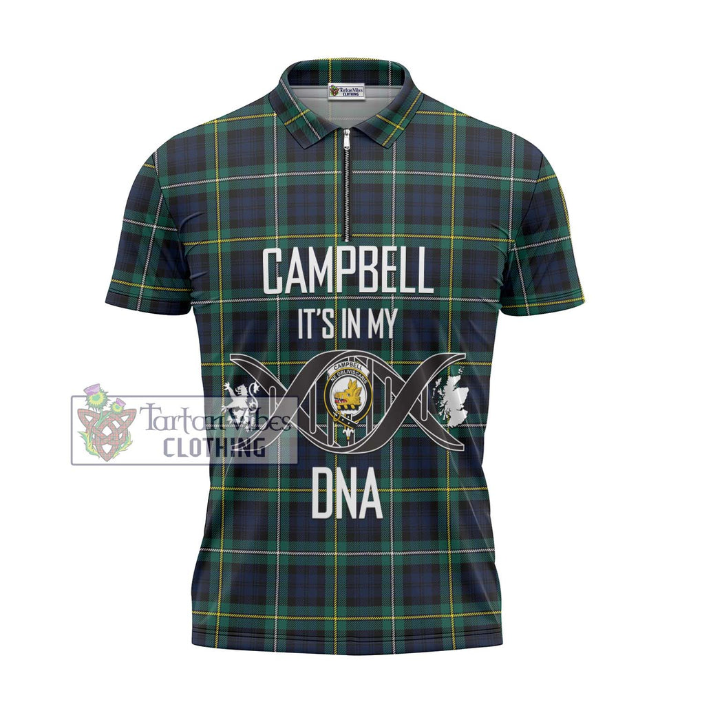 Tartan Vibes Clothing Campbell Argyll Modern #2 Tartan Zipper Polo Shirt with Family Crest DNA In Me Style