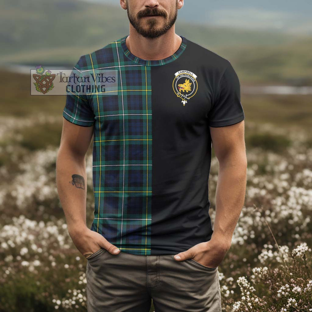 Tartan Vibes Clothing Campbell Argyll Modern #2 Tartan T-Shirt with Family Crest and Half Of Me Style