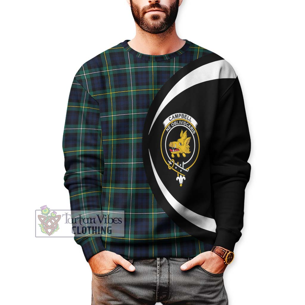 Tartan Vibes Clothing Campbell Argyll Modern #2 Tartan Sweatshirt with Family Crest Circle Style