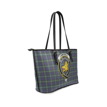 Campbell Argyll Modern Tartan Leather Tote Bag with Family Crest