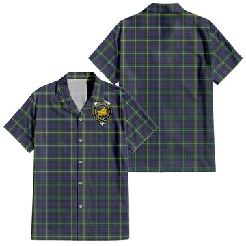 Campbell Argyll Modern Tartan Short Sleeve Button Down Shirt with Family Crest
