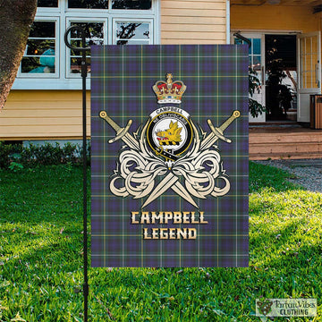 Campbell Argyll Modern Tartan Flag with Clan Crest and the Golden Sword of Courageous Legacy