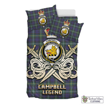 Campbell Argyll Modern Tartan Bedding Set with Clan Crest and the Golden Sword of Courageous Legacy