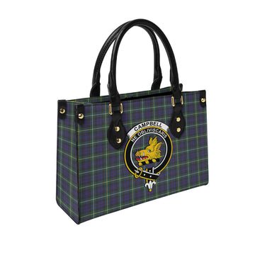 Campbell Argyll Modern Tartan Leather Bag with Family Crest