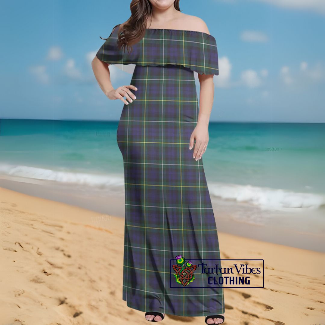Campbell Argyll Modern Tartan Off Shoulder Long Dress