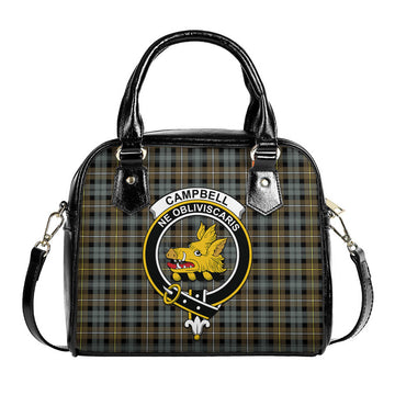 Campbell Argyll Weathered Tartan Shoulder Handbags with Family Crest