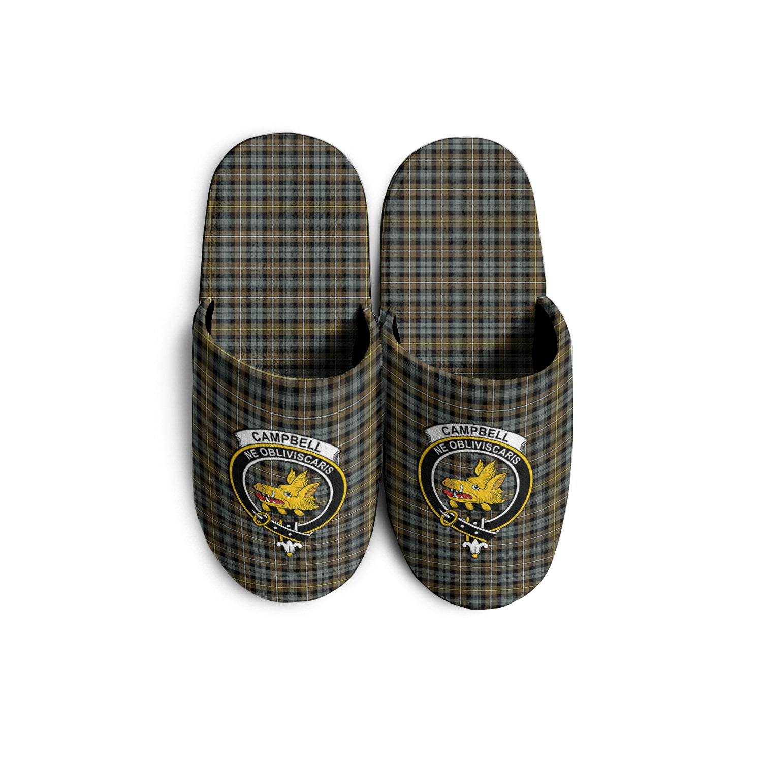 Campbell Argyll Weathered Tartan Home Slippers with Family Crest - Tartanvibesclothing