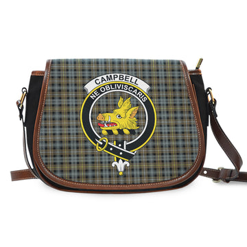 Campbell Argyll Weathered Tartan Saddle Bag with Family Crest