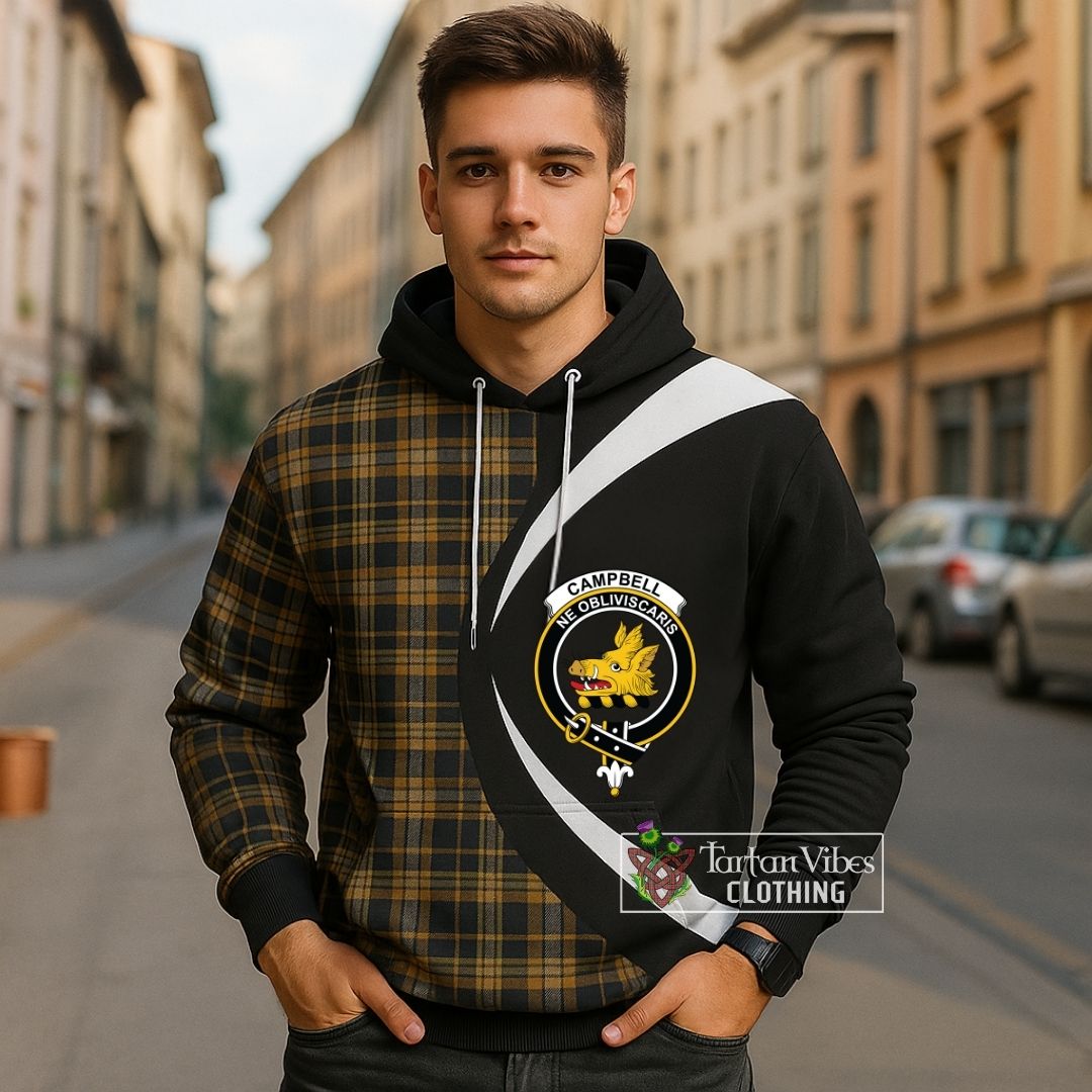 Campbell Argyll Weathered Tartan Hoodie with Family Crest Circle