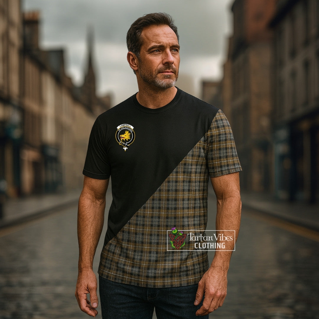 Campbell Argyll Weathered Tartan T-Shirt with Family Crest and Military Logo