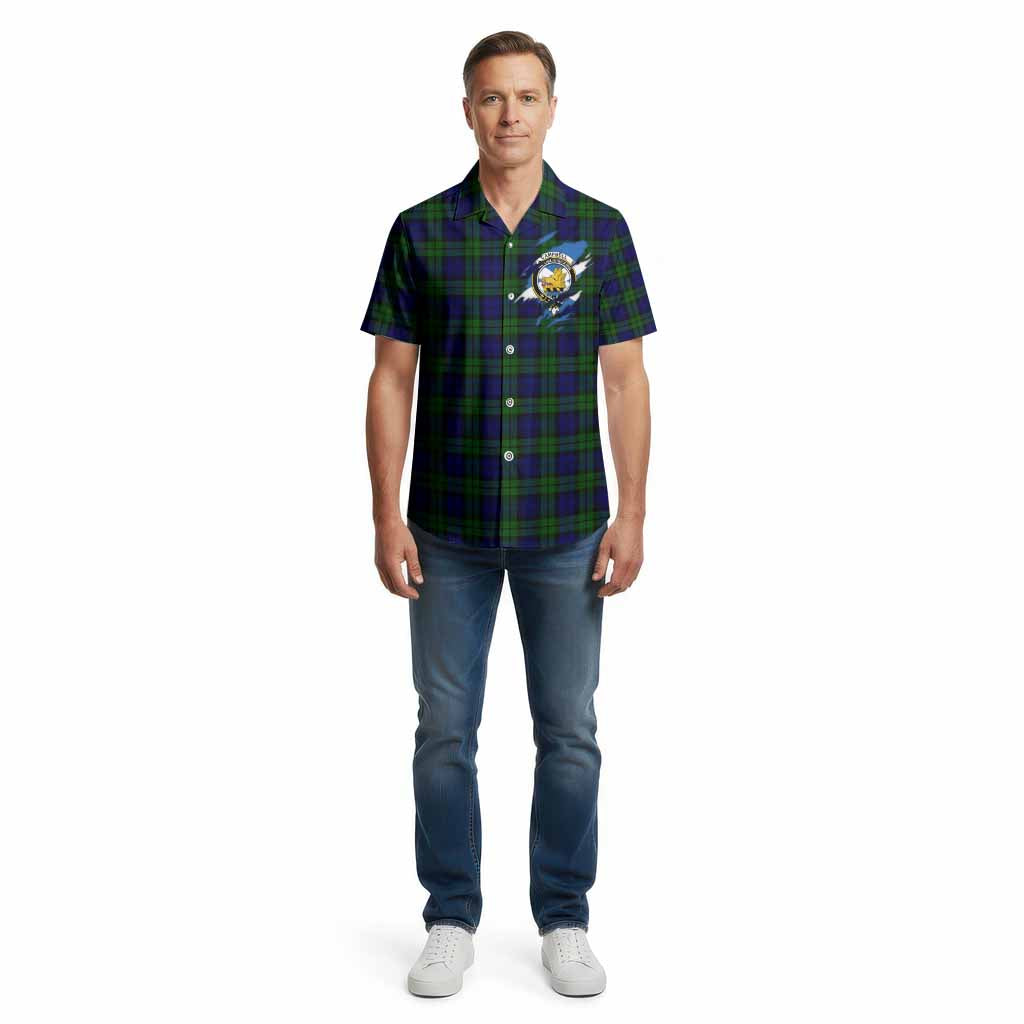 Campbell Clan Crest In Me Tartan Cotton Hawaiian Shirt Scotland Flag Style
