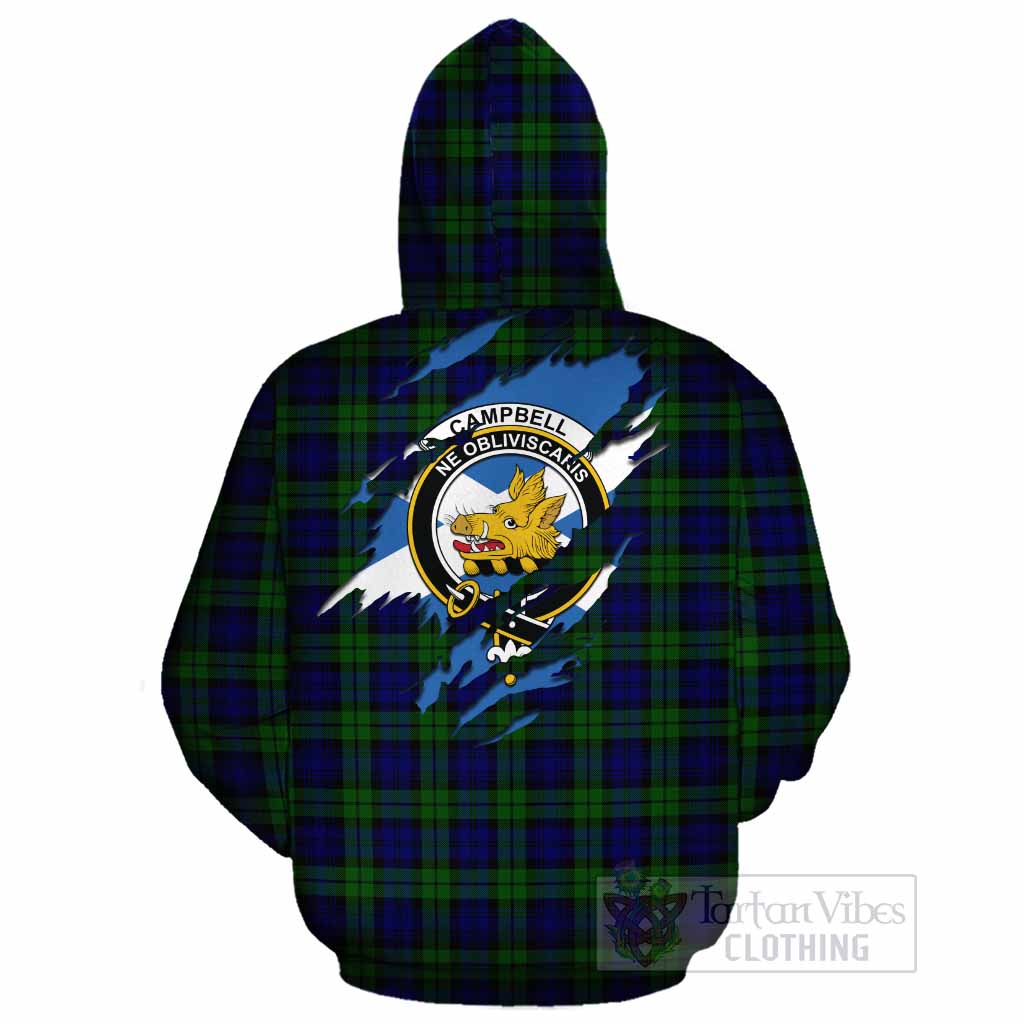 Campbell Clan Crest In Me Tartan Cotton Hoodie Scotland Flag Style