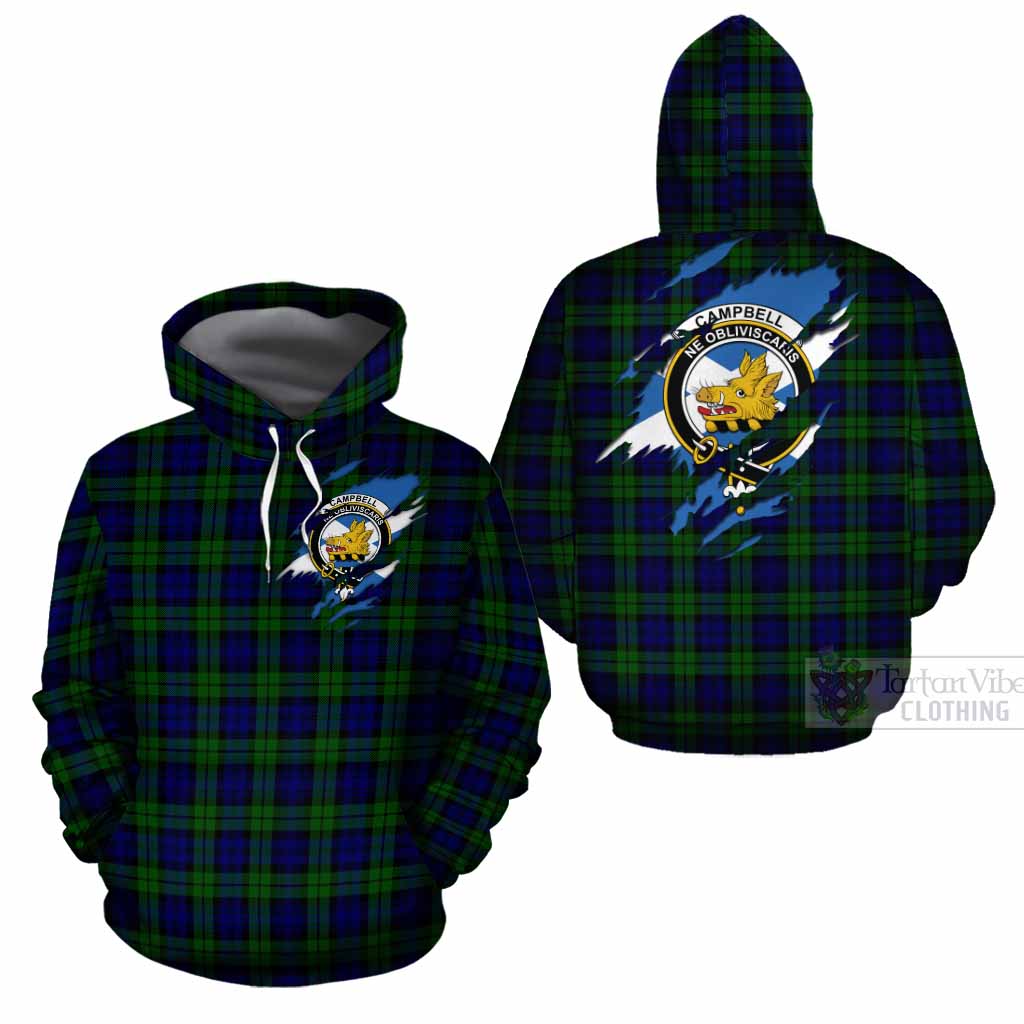 Campbell Clan Crest In Me Tartan Cotton Hoodie Scotland Flag Style