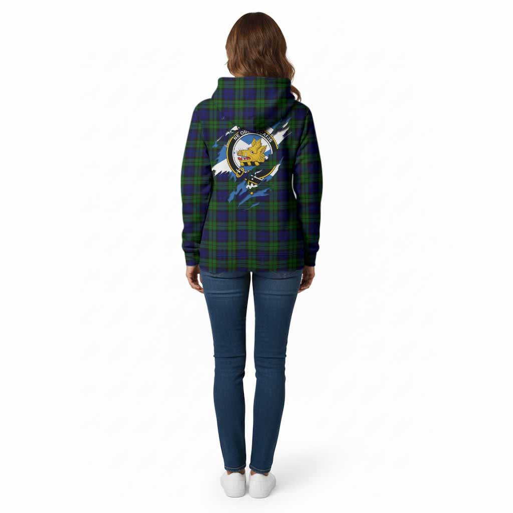 Campbell Clan Crest In Me Tartan Cotton Hoodie Scotland Flag Style