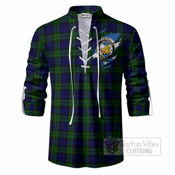 Campbell Clan Crest In Me Tartan Ghillie Shirt Scotland Flag Style