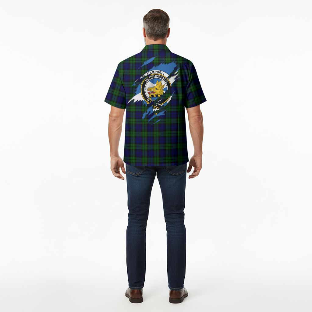 Campbell Clan Crest In Me Tartan Hawaiian Shirt Scotland Flag Style