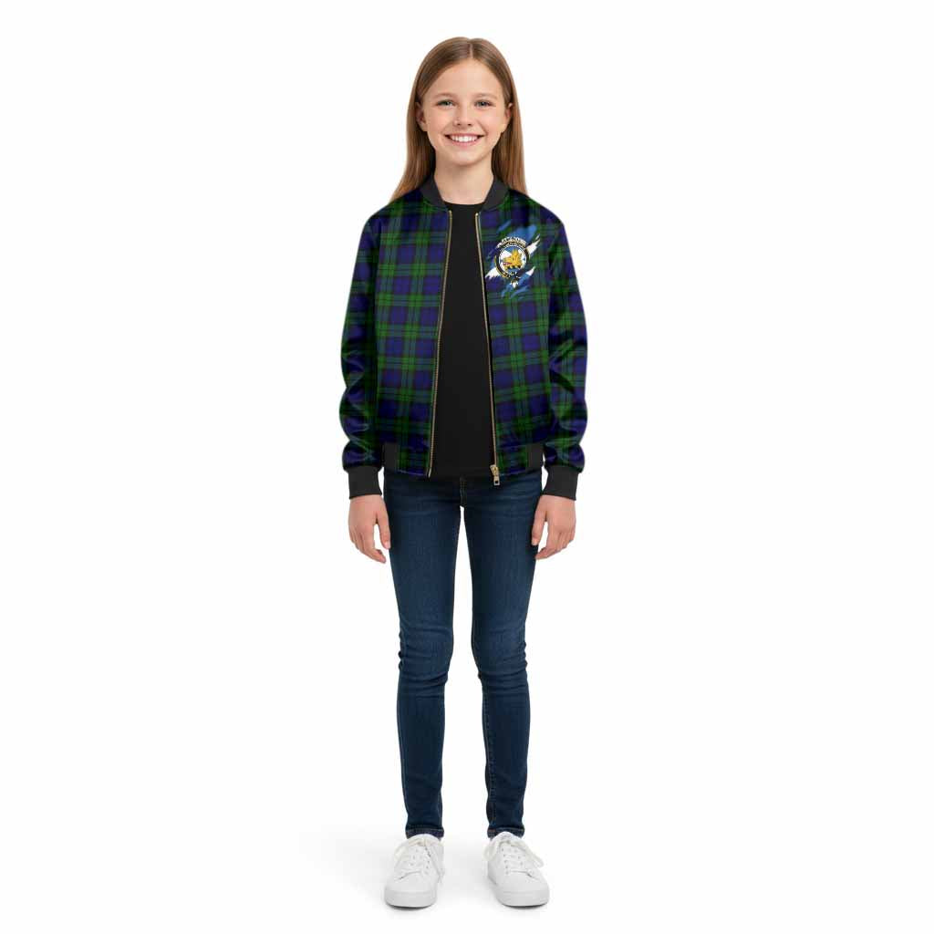 Campbell Clan Crest In Me Tartan Kid Bomber Jacket Scotland Flag Style