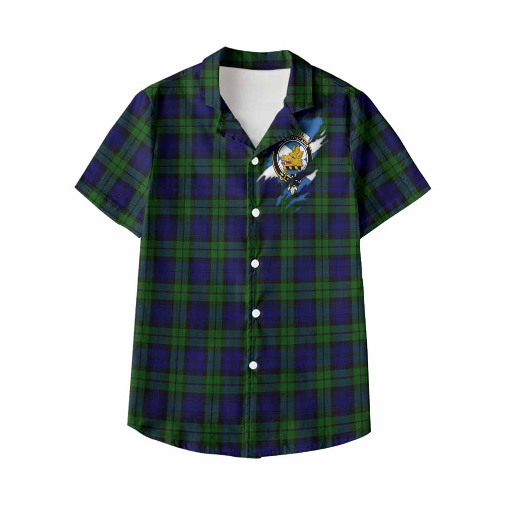 Campbell Clan Crest In Me Tartan Kid Hawaiian Shirt Scotland Flag Style