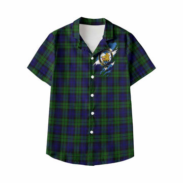 Campbell Clan Crest In Me Tartan Kid Hawaiian Shirt Scotland Flag Style
