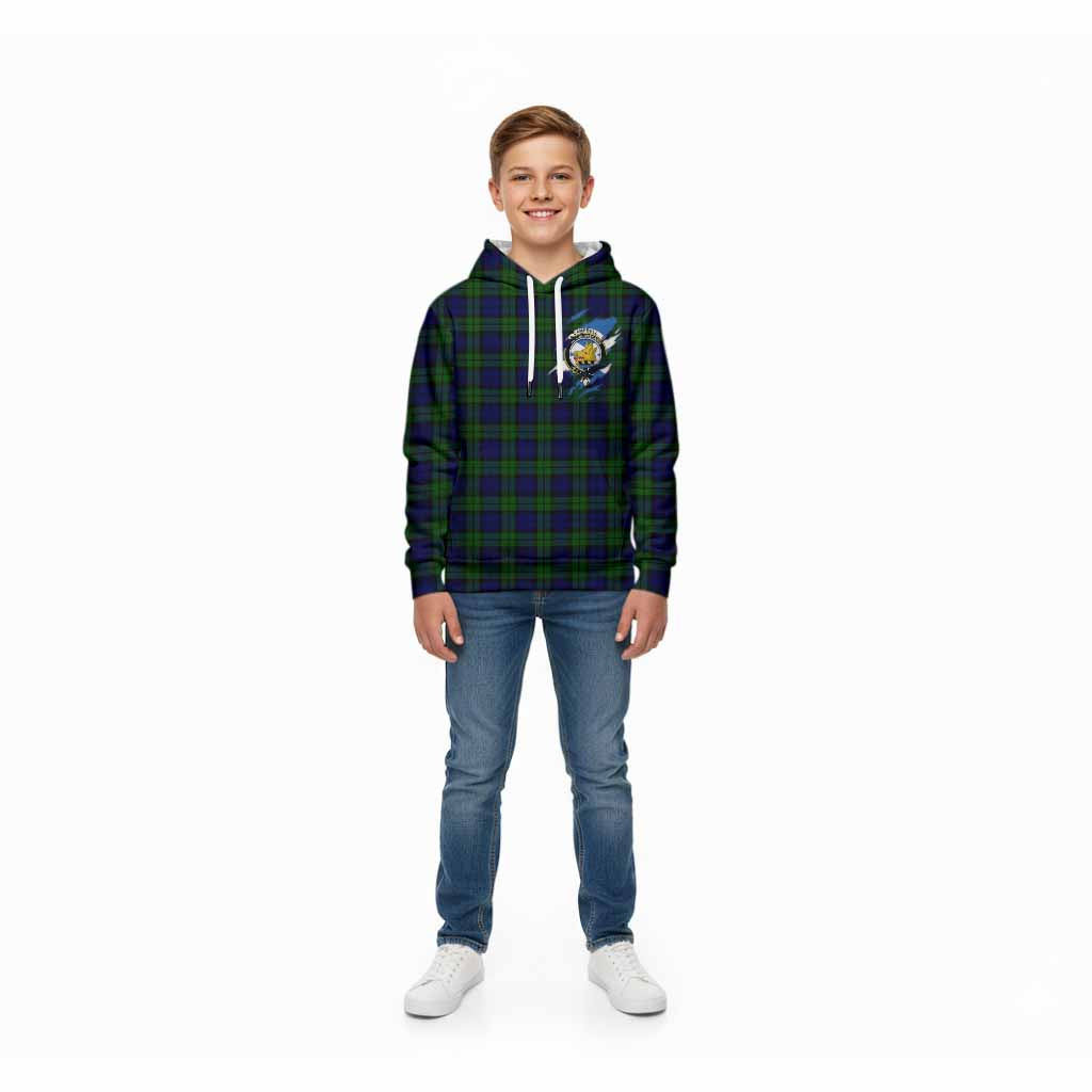 Campbell Clan Crest In Me Tartan Kid Hoodie Scotland Flag Style