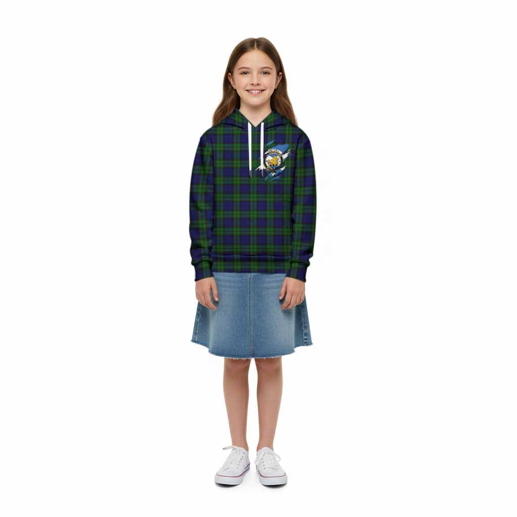 Campbell Clan Crest In Me Tartan Kid Hoodie Scotland Flag Style