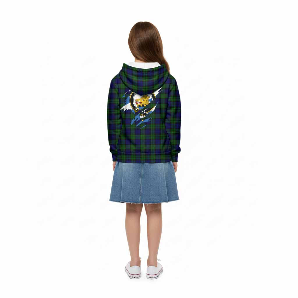 Campbell Clan Crest In Me Tartan Kid Hoodie Scotland Flag Style