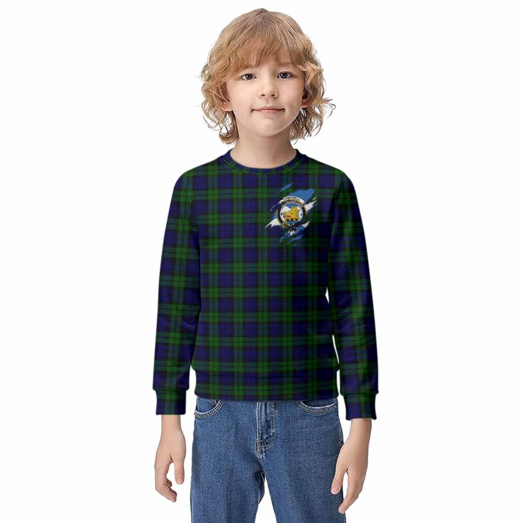 Campbell Clan Crest In Me Tartan Kid Knitted Sweatshirt Scotland Flag Style