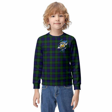 Campbell Clan Crest In Me Tartan Kid Knitted Sweatshirt Scotland Flag Style
