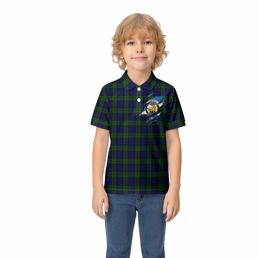 Campbell Clan Crest In Me Tartan Kid Polo Shirt Scotland Flag Style