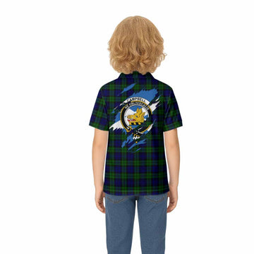 Campbell Clan Crest In Me Tartan Kid Polo Shirt Scotland Flag Style