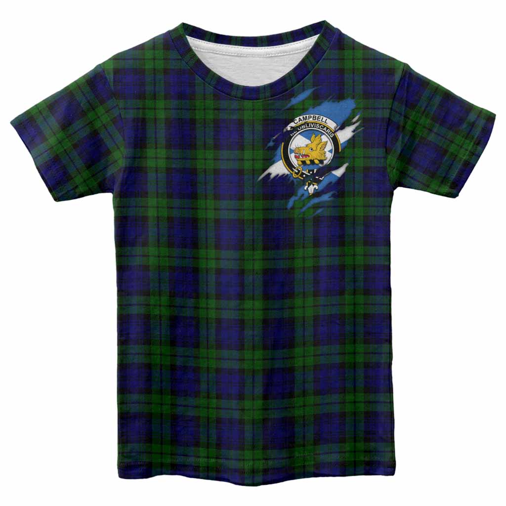 Campbell Clan Crest In Me Tartan Kid T-shirt Scotland Flag Style