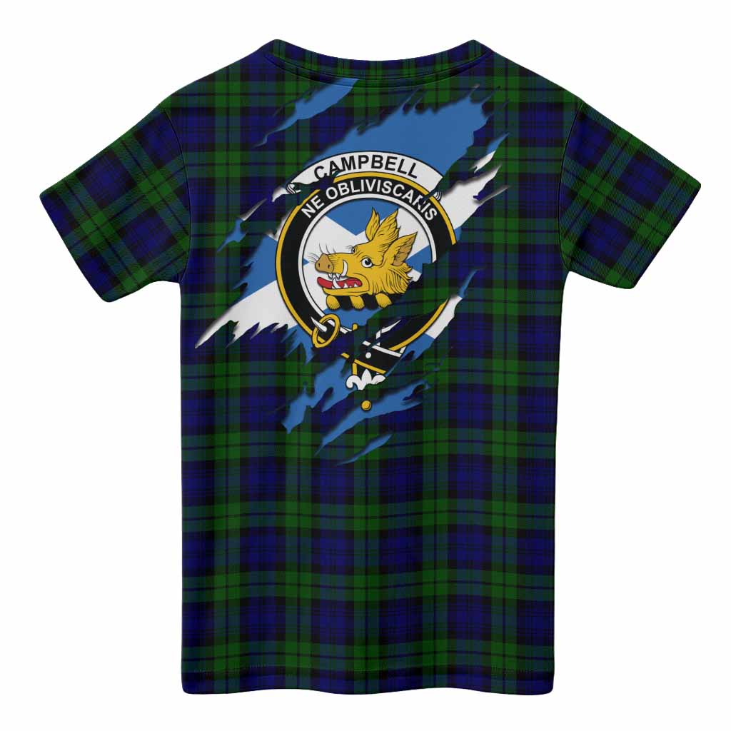 Campbell Clan Crest In Me Tartan Kid T-shirt Scotland Flag Style