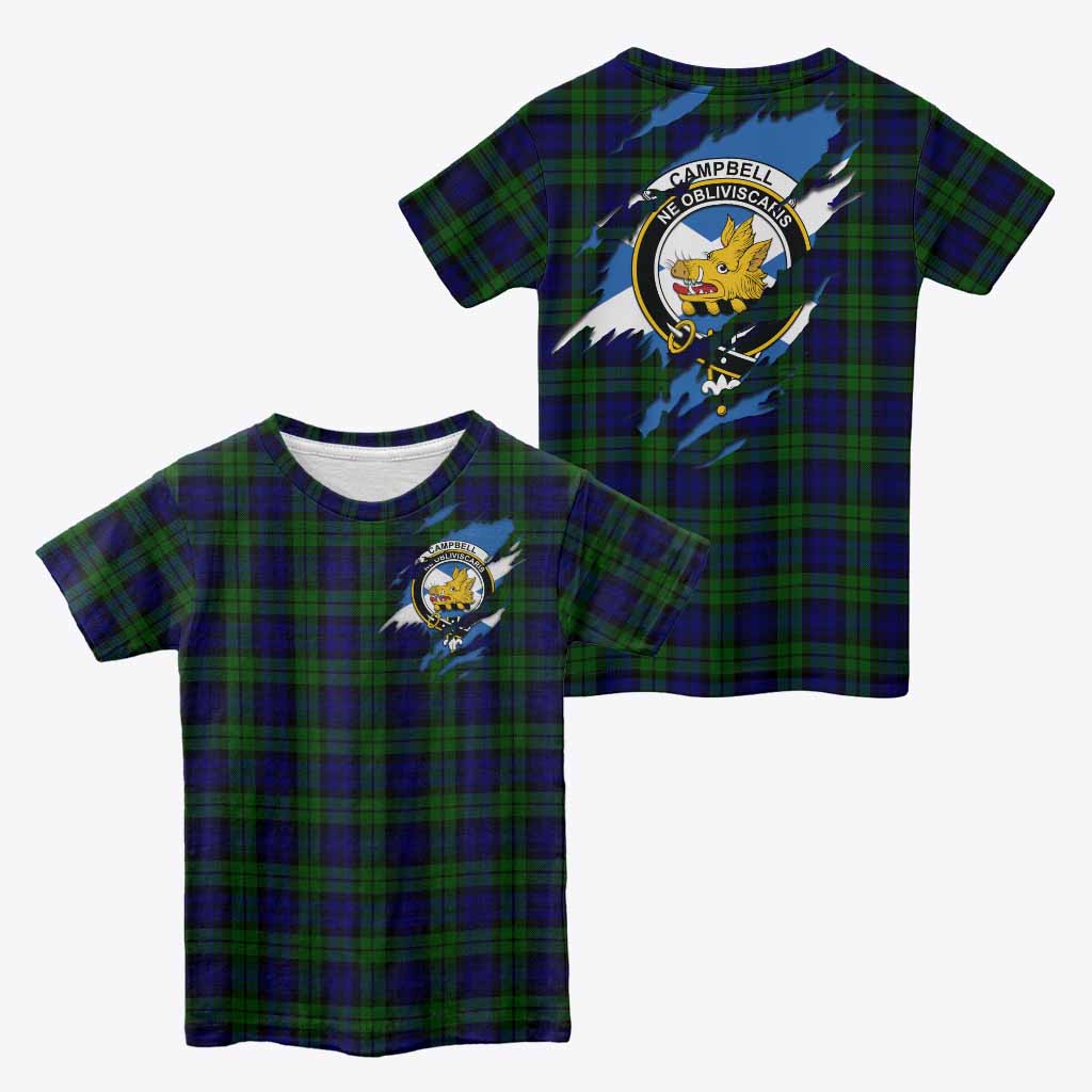 Campbell Clan Crest In Me Tartan Kid T-shirt Scotland Flag Style