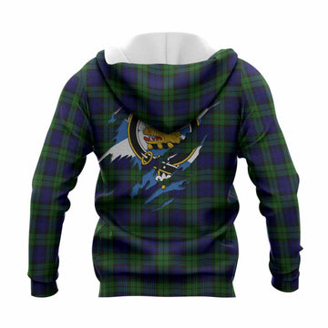 Campbell Clan Crest In Me Tartan Knitted Hoodie Scotland Flag Style