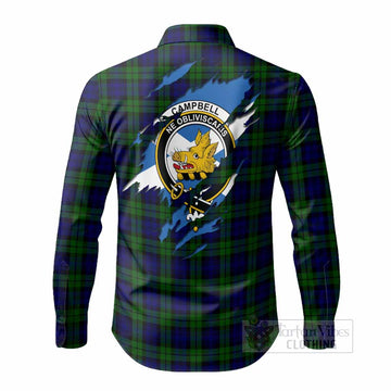 Campbell Clan Crest In Me Tartan Long Sleeve Button Shirts Scotland Flag Style