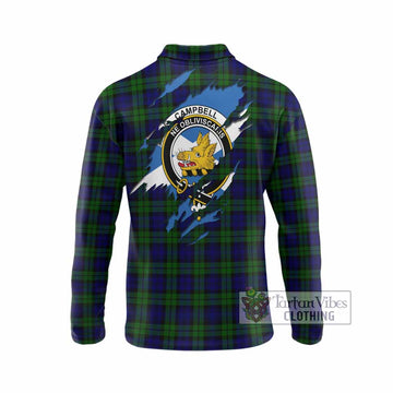 Campbell Clan Crest In Me Tartan Long Sleeve Polo Shirt Scotland Flag Style