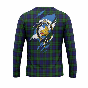 Campbell Clan Crest In Me Tartan Long Sleeve T-Shirt Scotland Flag Style