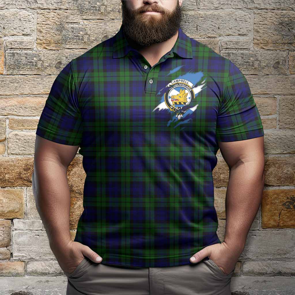 Campbell Clan Crest In Me Tartan Polo Shirt Scotland Flag Style