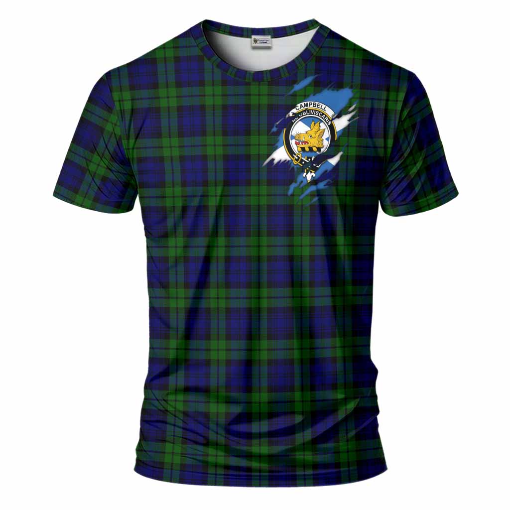 Campbell Clan Crest In Me Tartan T-Shirt Scotland Flag Style