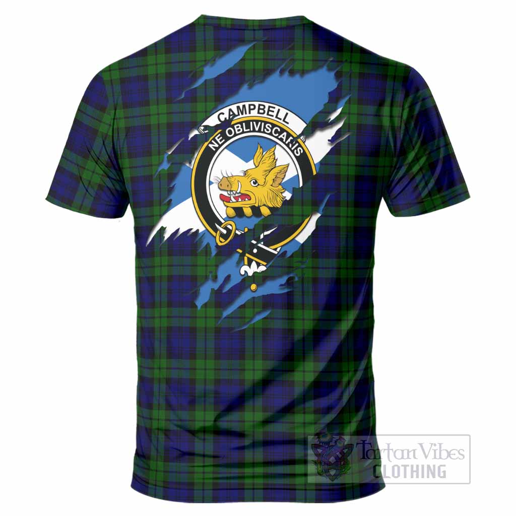 Campbell Clan Crest In Me Tartan T-Shirt Scotland Flag Style