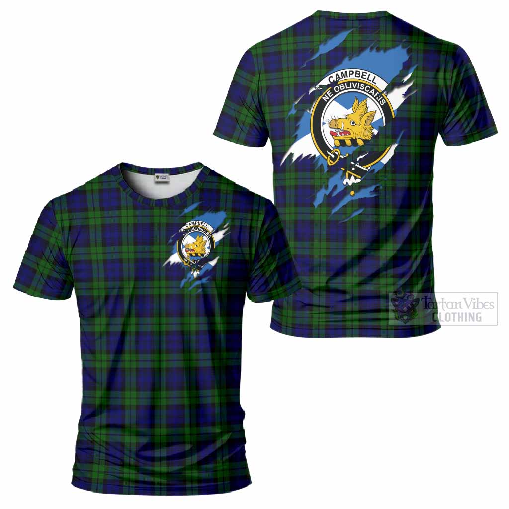Campbell Clan Crest In Me Tartan T-Shirt Scotland Flag Style