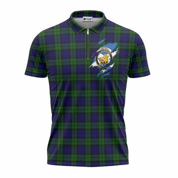 Campbell Clan Crest In Me Tartan Zipper Polo Shirt Scotland Flag Style