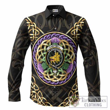 Campbell Clan Crest Long Sleeve Button Shirts Celtic Scottish Thistle