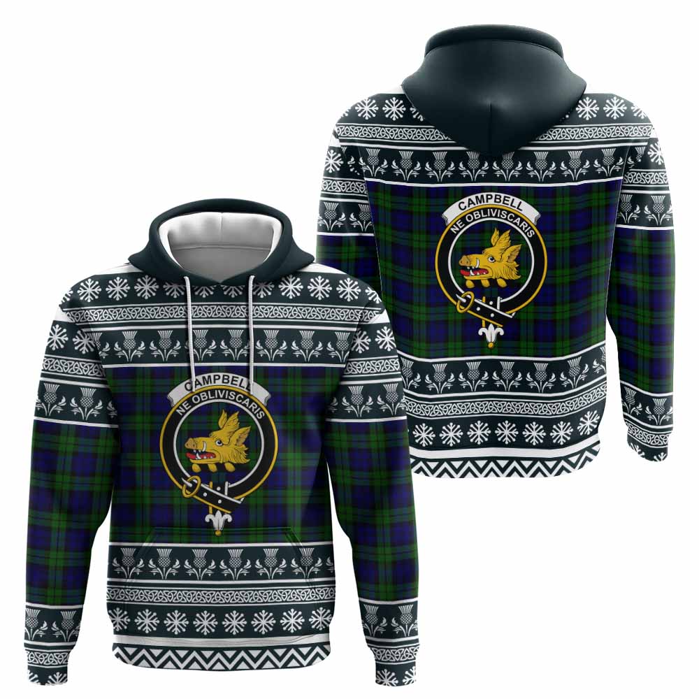 Campbell Clan Tartan Christmas Hoodie with Family Crest - Tartan Vibes Clothing