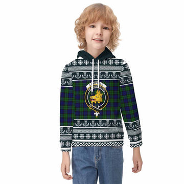Campbell Clan Tartan Christmas Kid Hoodie with Family Crest