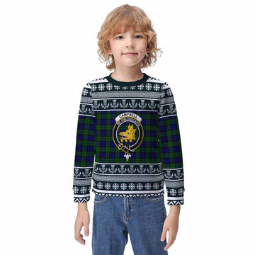Campbell Clan Tartan Christmas Kid Ugly Sweatshirt with Family Crest
