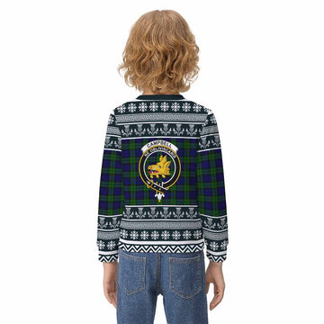 Campbell Clan Tartan Christmas Kid Ugly Sweatshirt with Family Crest