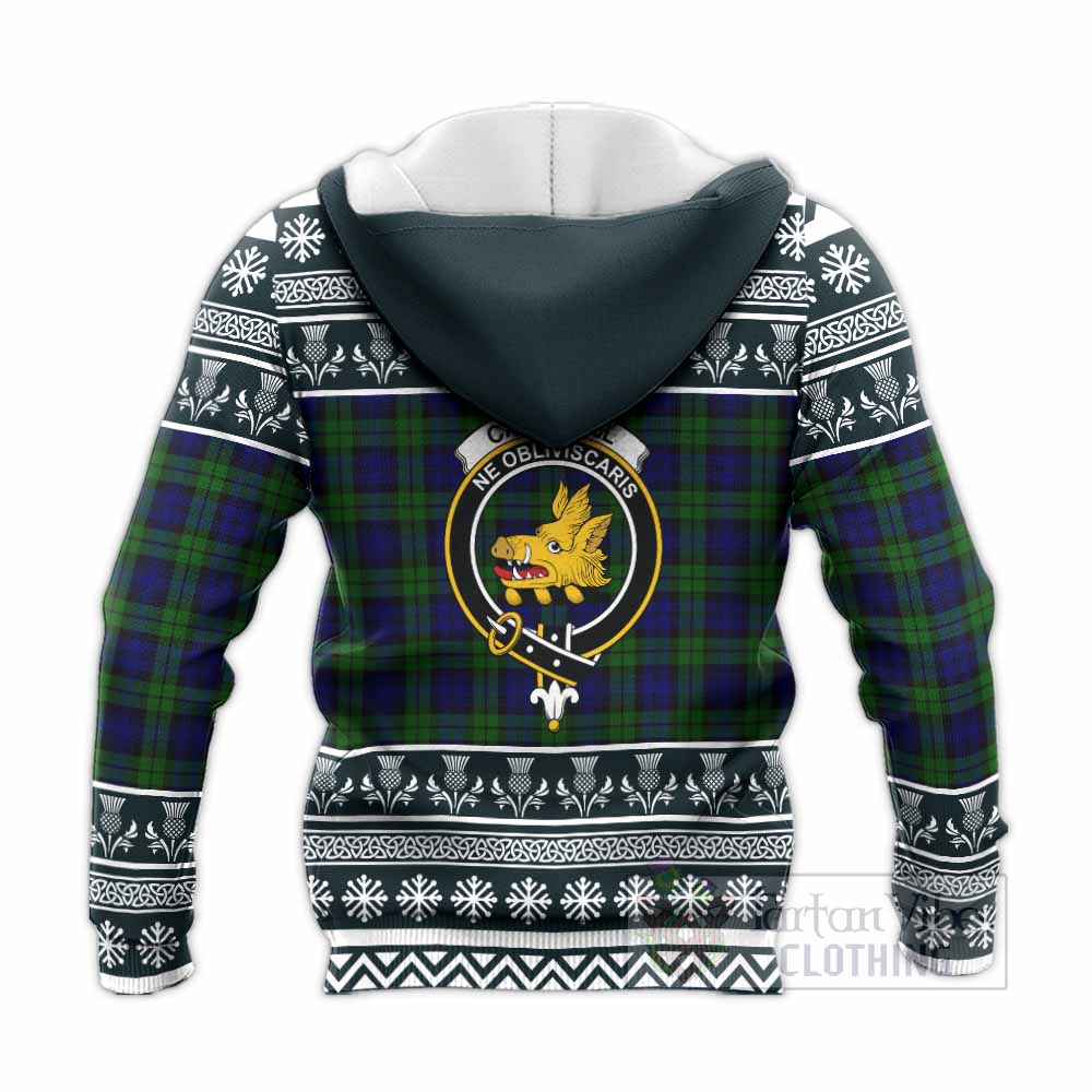 Campbell Clan Tartan Christmas Knitted Hoodie with Family Crest - Tartan Vibes Clothing