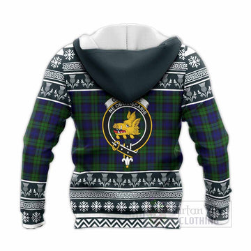 Campbell Clan Tartan Christmas Knitted Hoodie with Family Crest