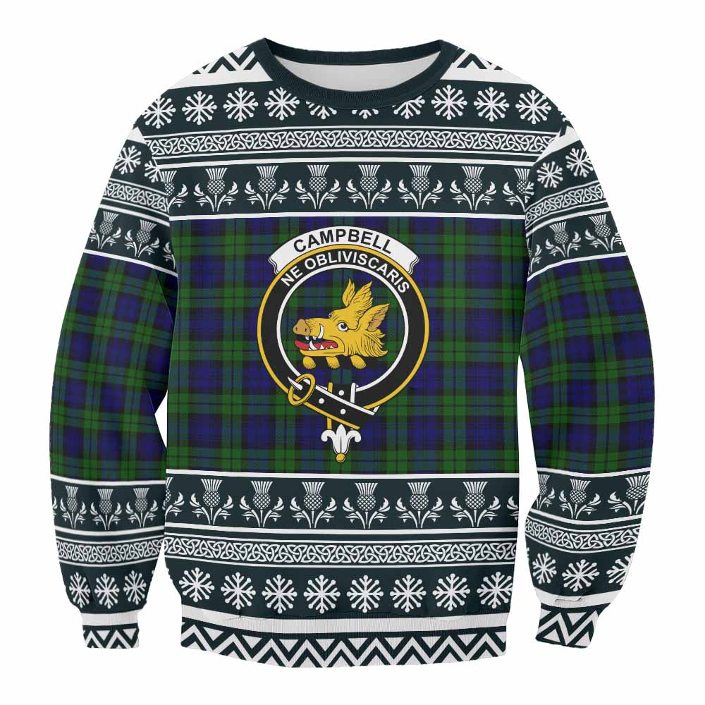 Campbell Clan Tartan Christmas Sweatshirt with Family Crest - Tartan Vibes Clothing